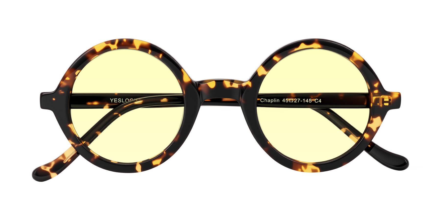 Folded Front of Chaplin in Dark Tortoise with Light Yellow Tinted Lenses