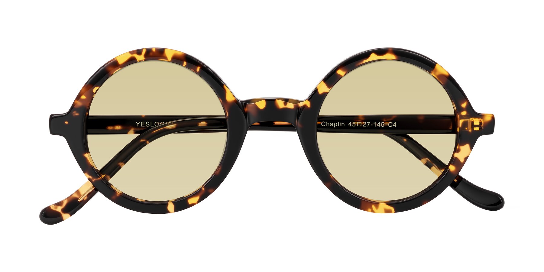 Folded Front of Chaplin in Dark Tortoise with Light Champagne Tinted Lenses