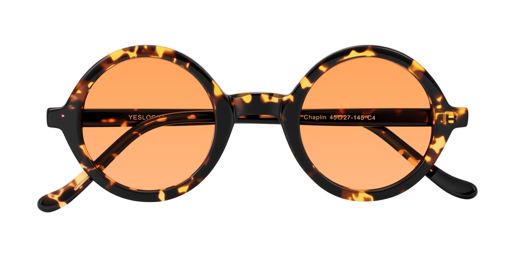 Folded Front of Chaplin in Dark Tortoise with Medium Orange Tinted Lenses