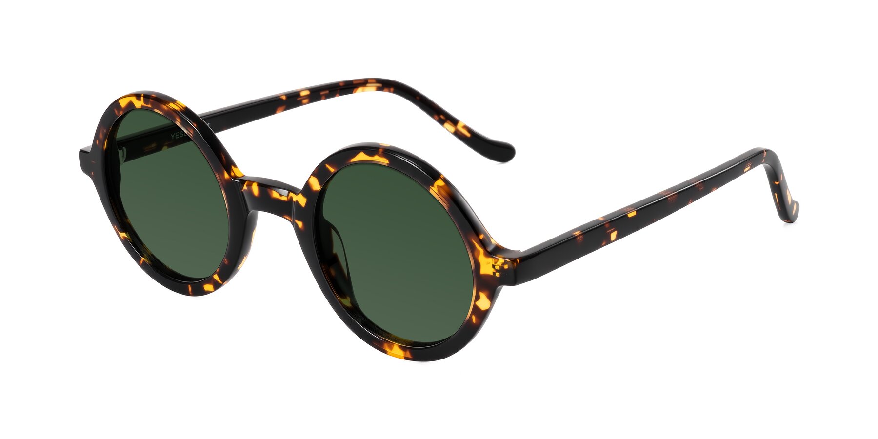 Angle of Chaplin in Dark Tortoise with Green Tinted Lenses