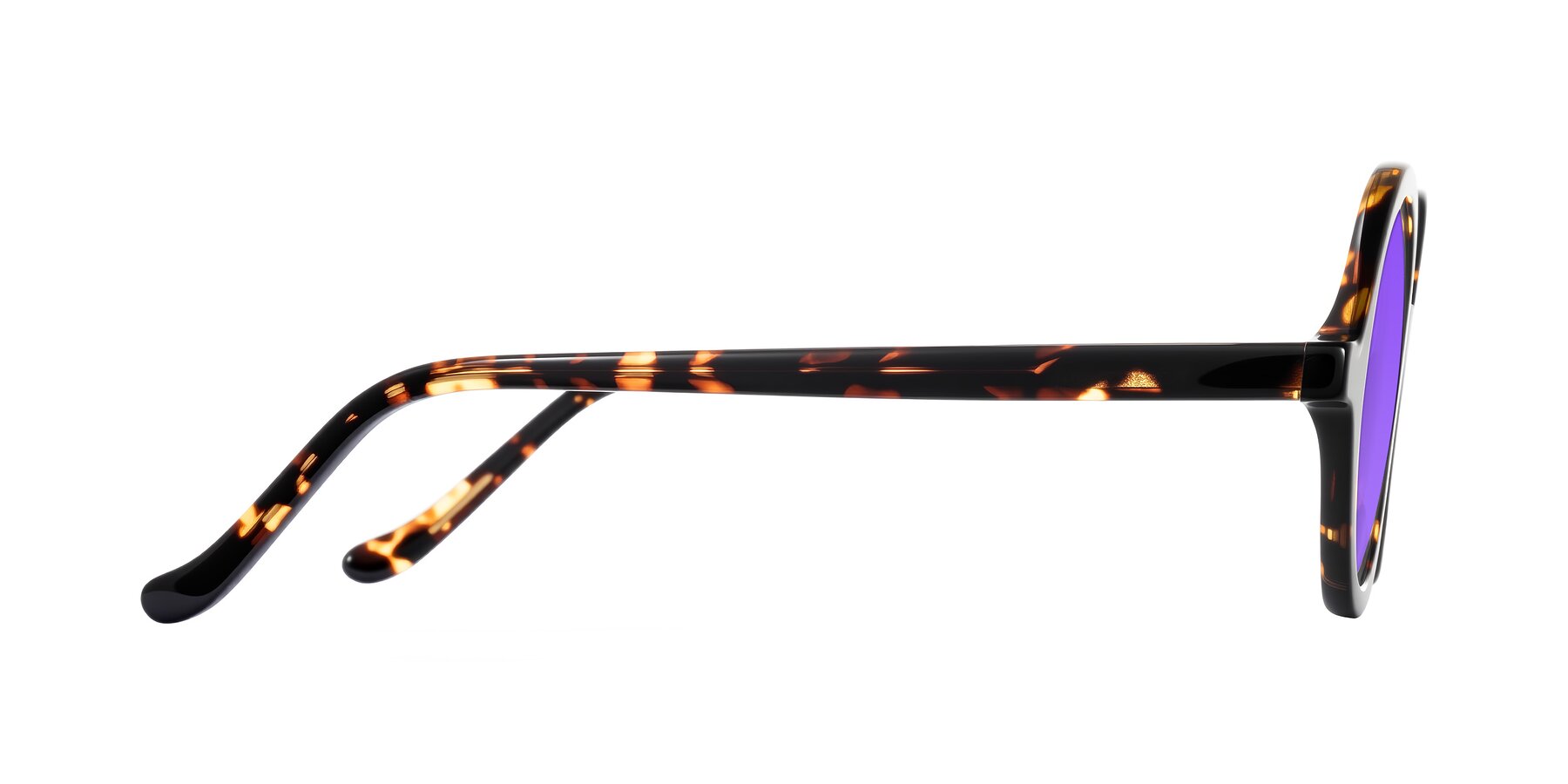 Side of Chaplin in Dark Tortoise with Purple Tinted Lenses