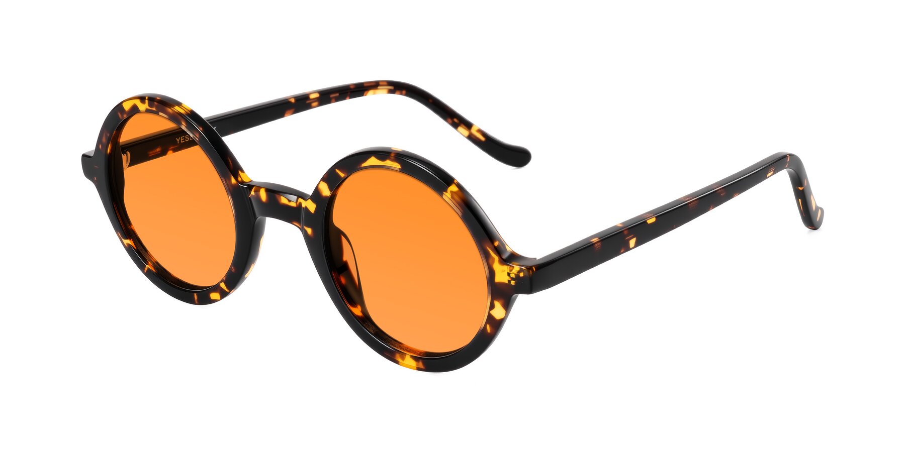 Angle of Chaplin in Dark Tortoise with Orange Tinted Lenses