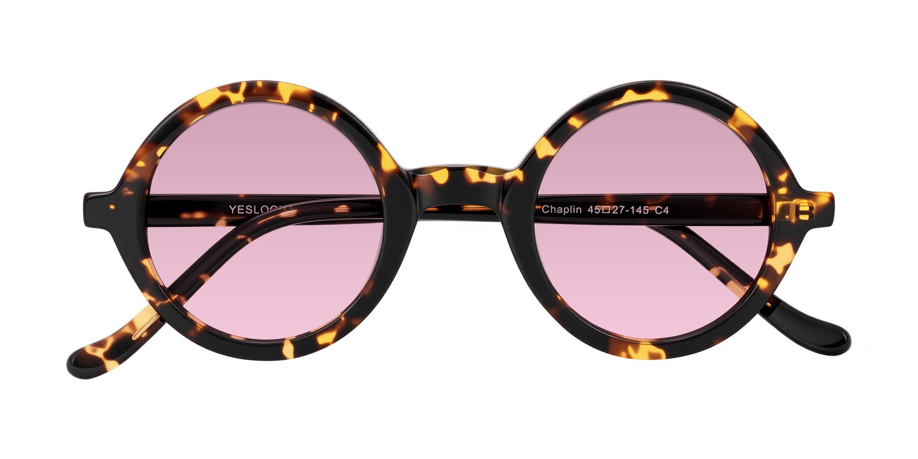 Folded Front of Chaplin in Dark Tortoise with Light Wine Tinted Lenses