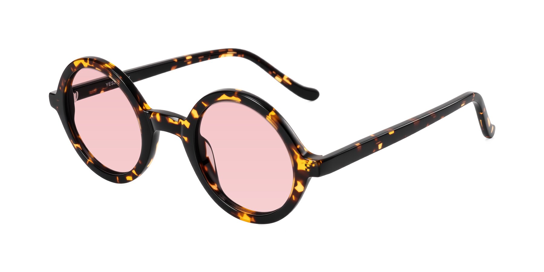 Angle of Chaplin in Dark Tortoise with Light Garnet Tinted Lenses