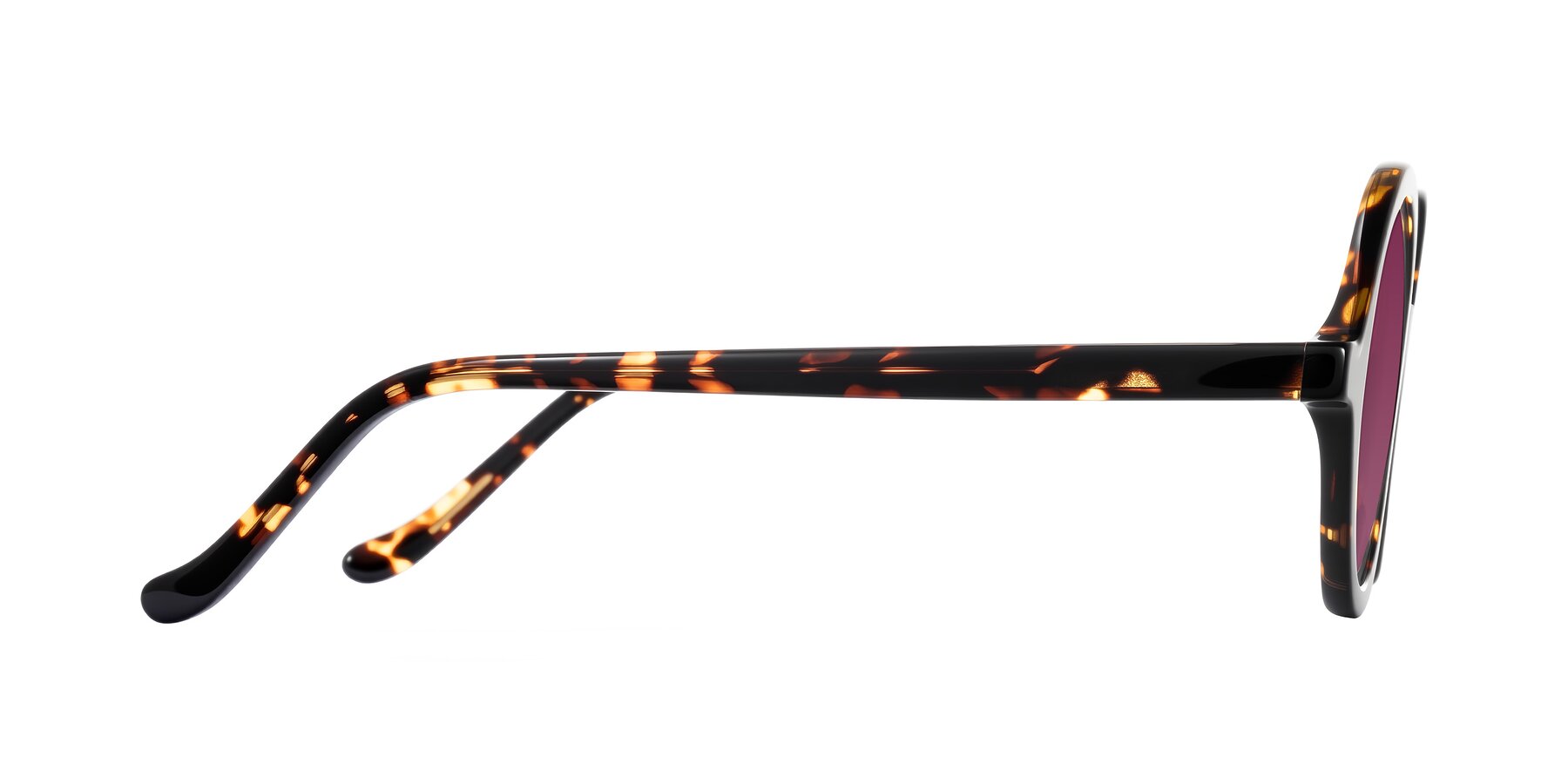 Side of Chaplin in Dark Tortoise with Wine Tinted Lenses