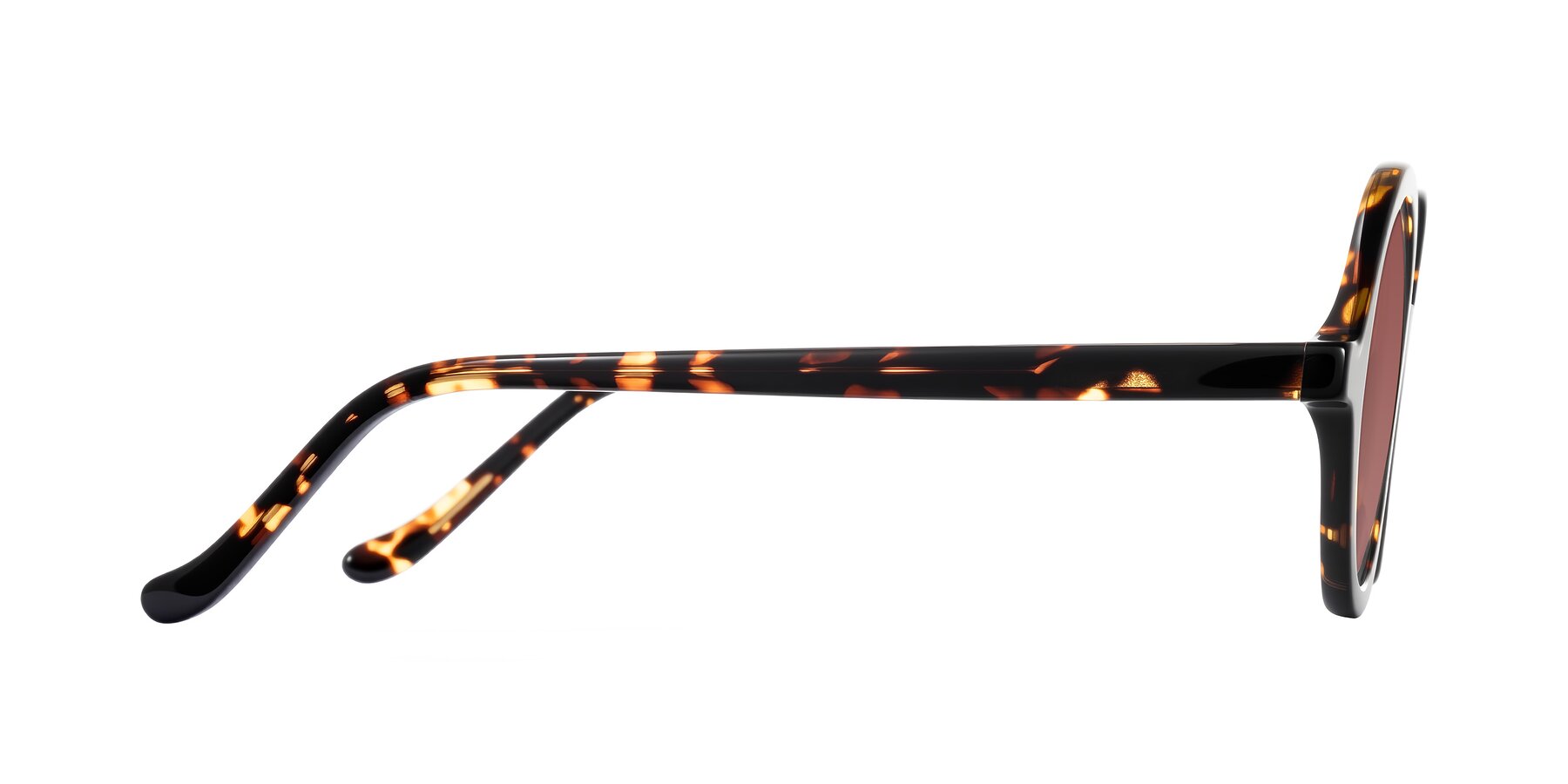 Side of Chaplin in Dark Tortoise with Garnet Tinted Lenses