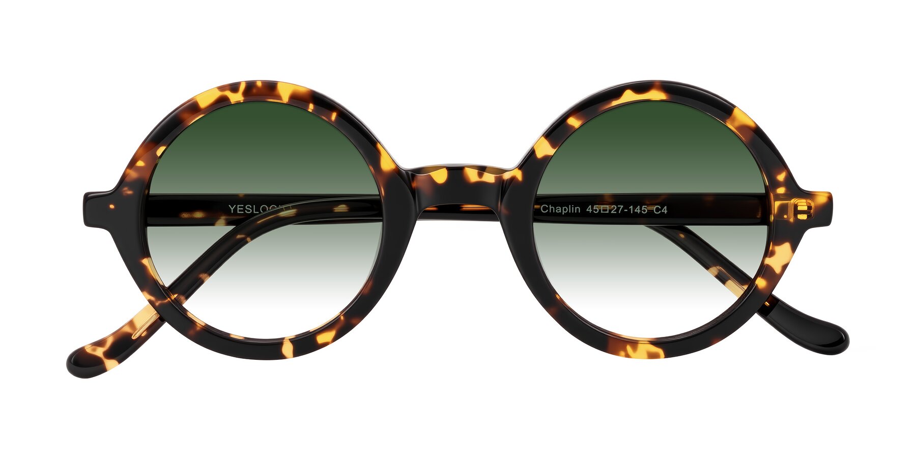 Folded Front of Chaplin in Dark Tortoise with Green Gradient Lenses
