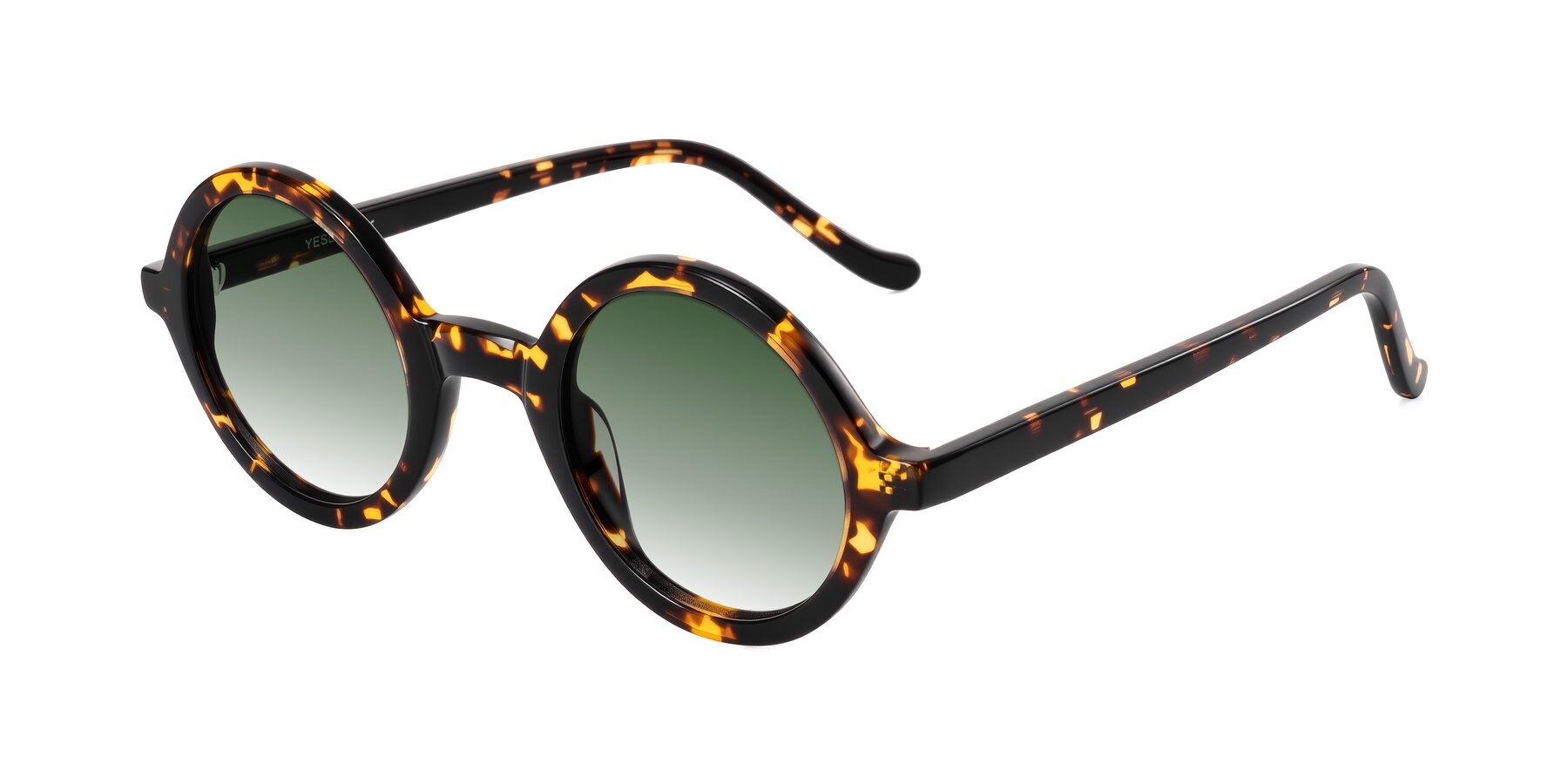 Angle of Chaplin in Dark Tortoise with Green Gradient Lenses