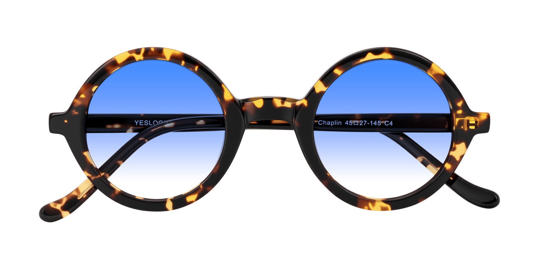 Folded Front of Chaplin in Dark Tortoise with Blue Gradient Lenses