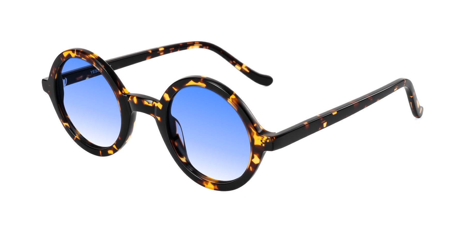 Angle of Chaplin in Dark Tortoise with Blue Gradient Lenses