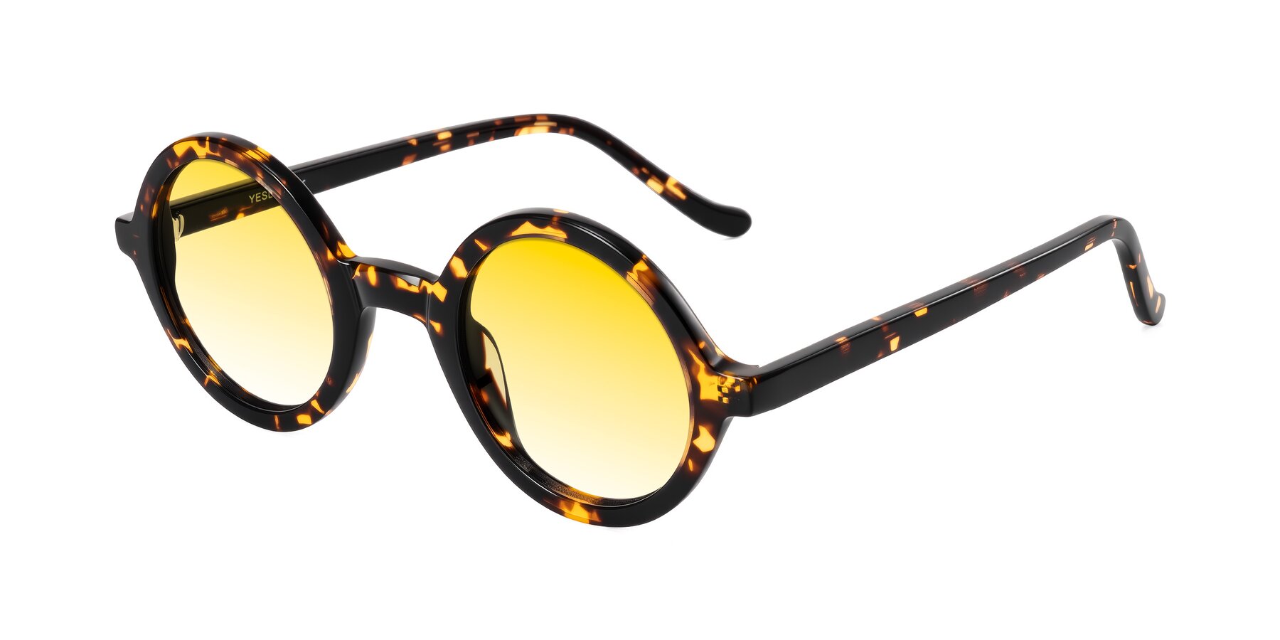 Angle of Chaplin in Dark Tortoise with Yellow Gradient Lenses