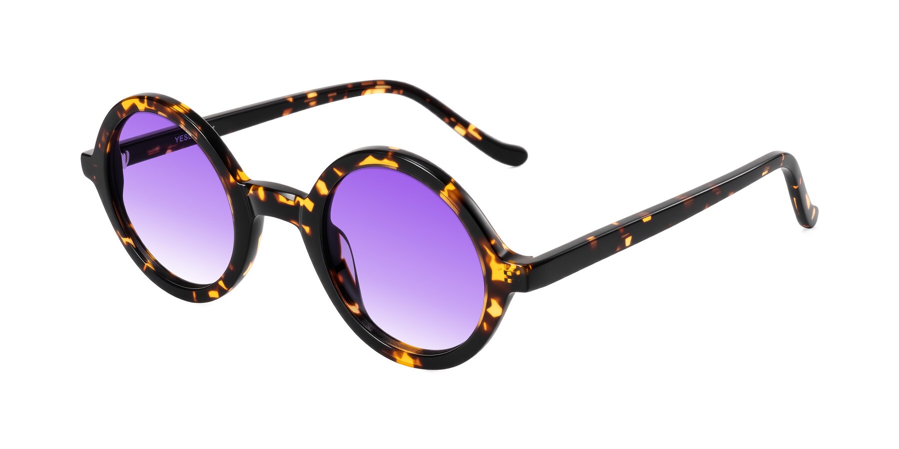 Angle of Chaplin in Dark Tortoise with Purple Gradient Lenses