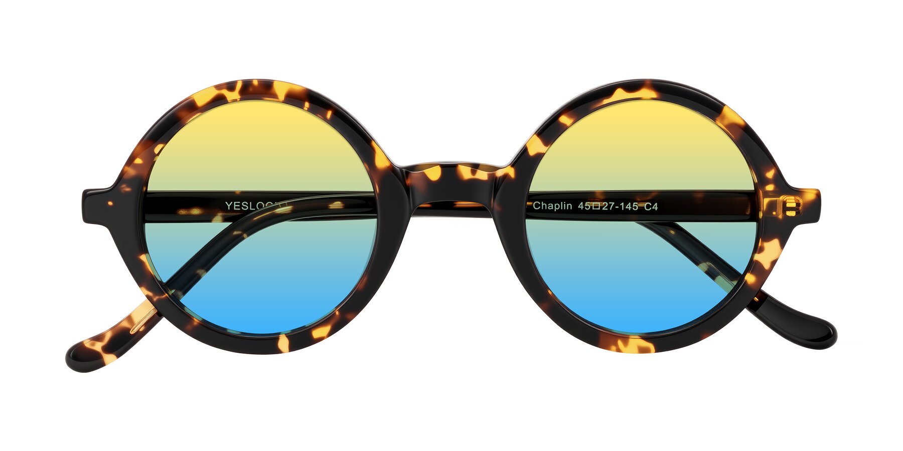 Folded Front of Chaplin in Dark Tortoise with Yellow / Blue Gradient Lenses