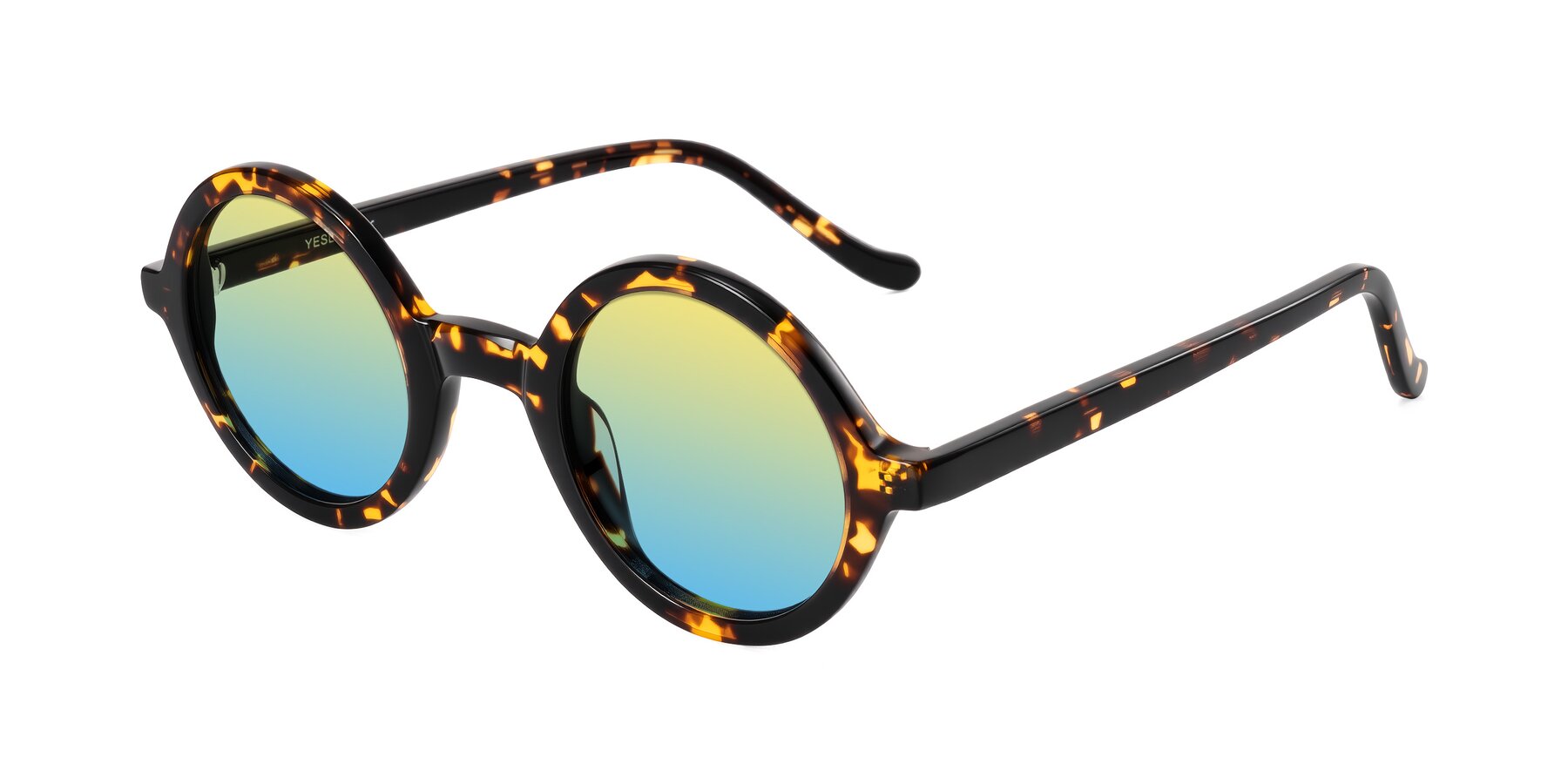 Angle of Chaplin in Dark Tortoise with Yellow / Blue Gradient Lenses
