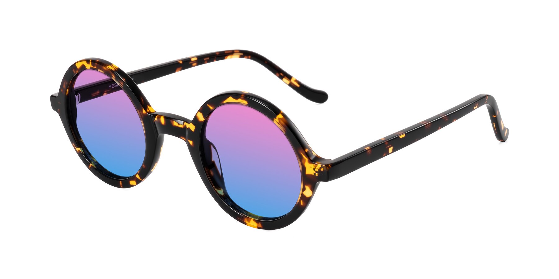 Angle of Chaplin in Dark Tortoise with Pink / Blue Gradient Lenses