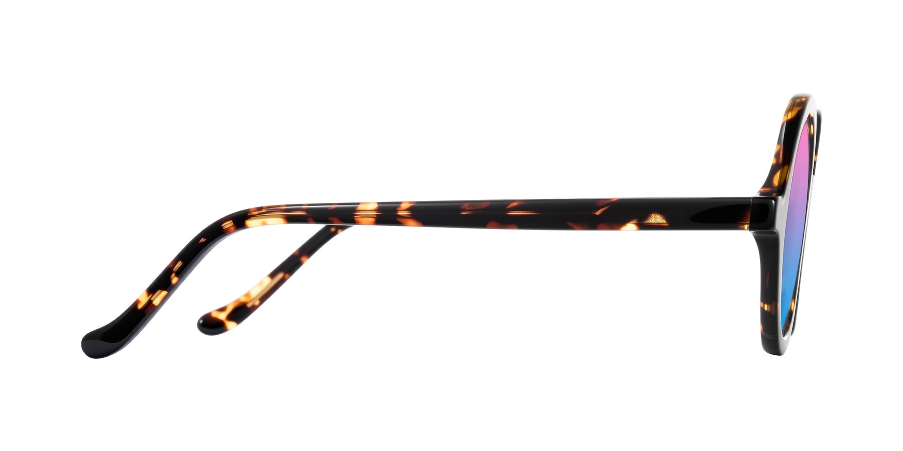 Side of Chaplin in Dark Tortoise with Pink / Blue Gradient Lenses