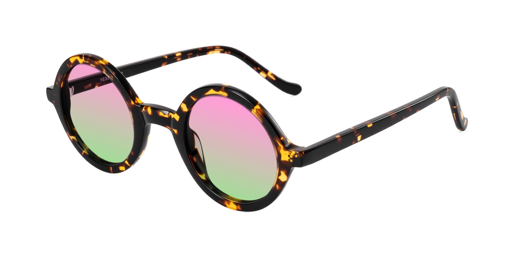 Angle of Chaplin in Dark Tortoise with Pink / Green Gradient Lenses