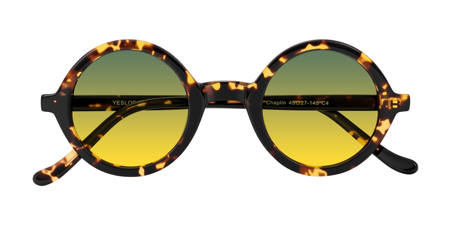 Folded Front of Chaplin in Dark Tortoise with Green / Yellow Gradient Lenses