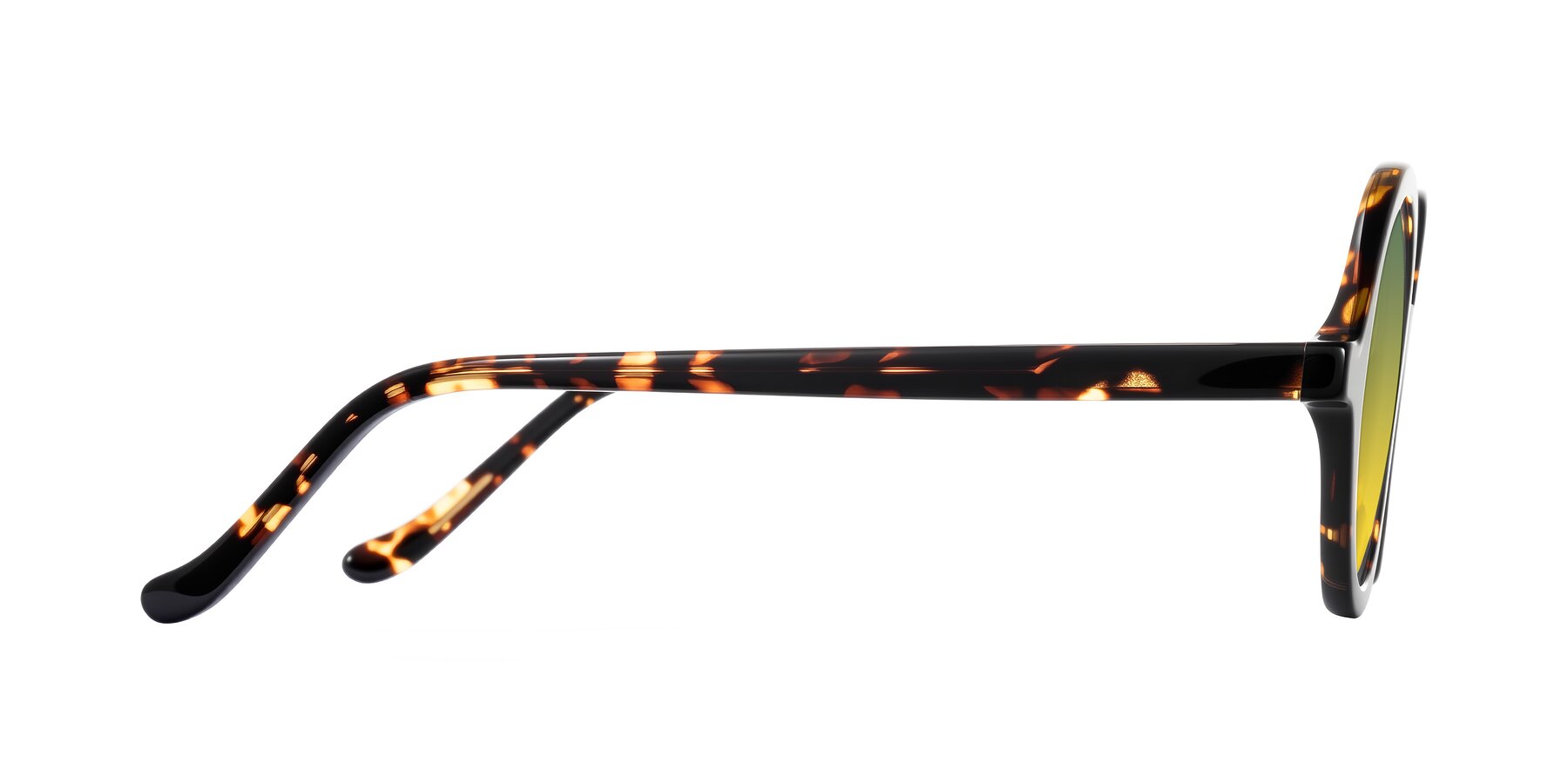 Side of Chaplin in Dark Tortoise with Green / Yellow Gradient Lenses