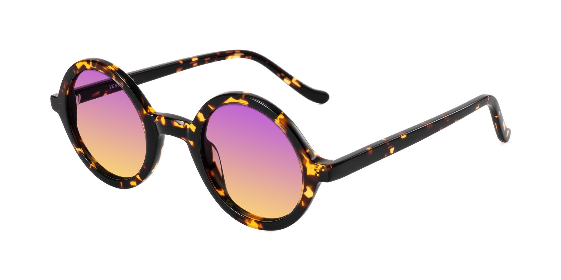 Angle of Chaplin in Dark Tortoise with Purple / Yellow Gradient Lenses
