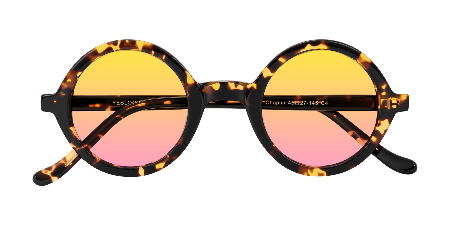 Folded Front of Chaplin in Dark Tortoise with Yellow / Pink Gradient Lenses