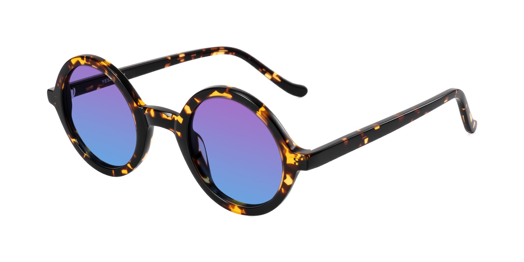 Angle of Chaplin in Dark Tortoise with Purple / Blue Gradient Lenses