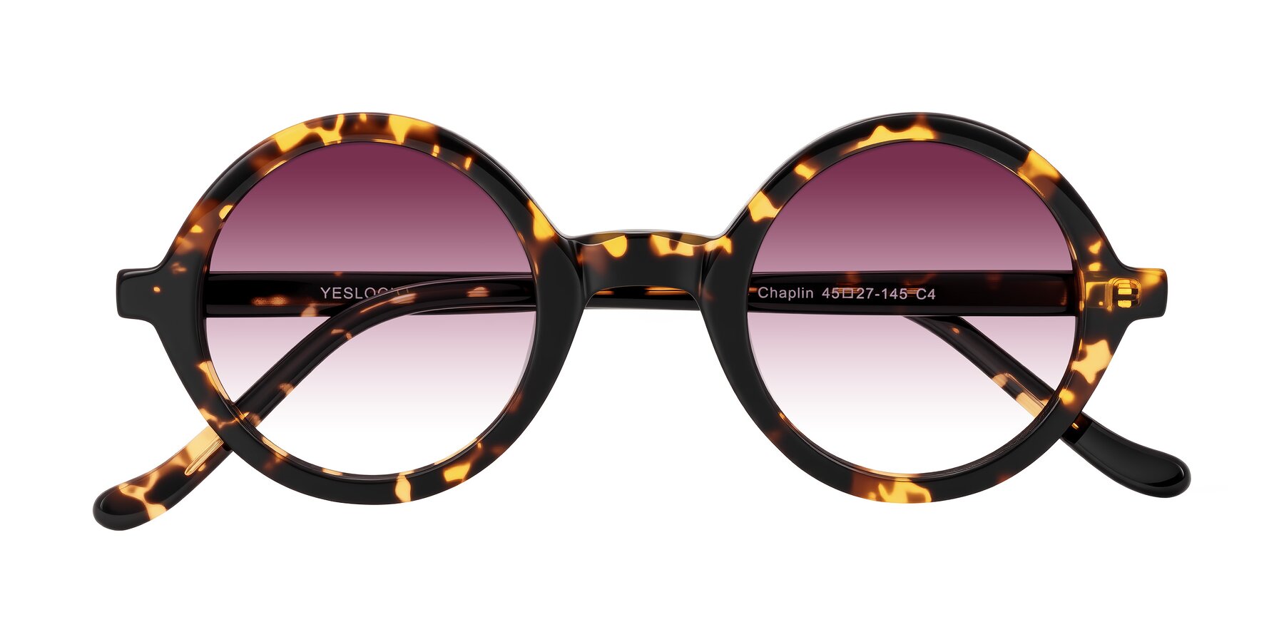 Folded Front of Chaplin in Dark Tortoise with Wine Gradient Lenses