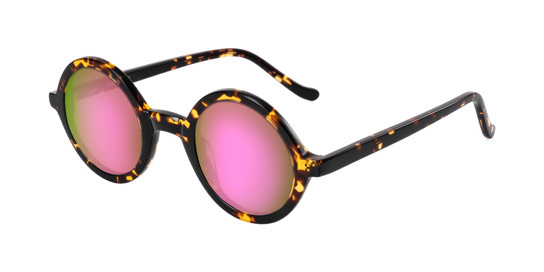 Angle of Chaplin in Dark Tortoise with Pink Mirrored Lenses