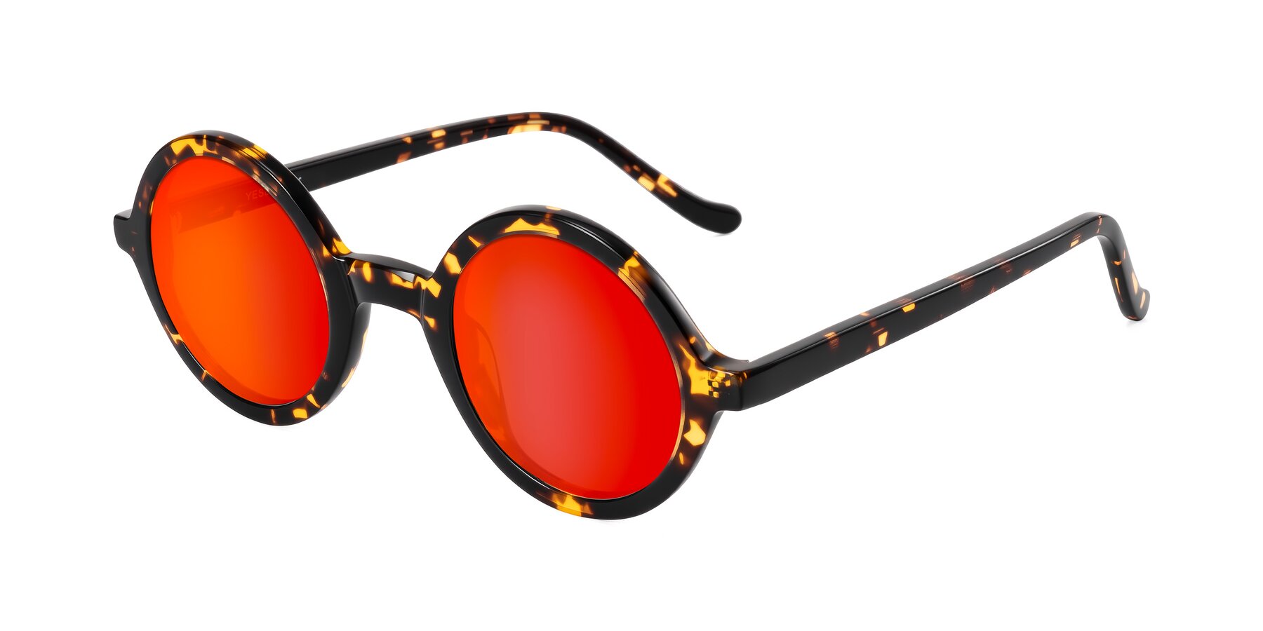 Angle of Chaplin in Dark Tortoise with Red Gold Mirrored Lenses