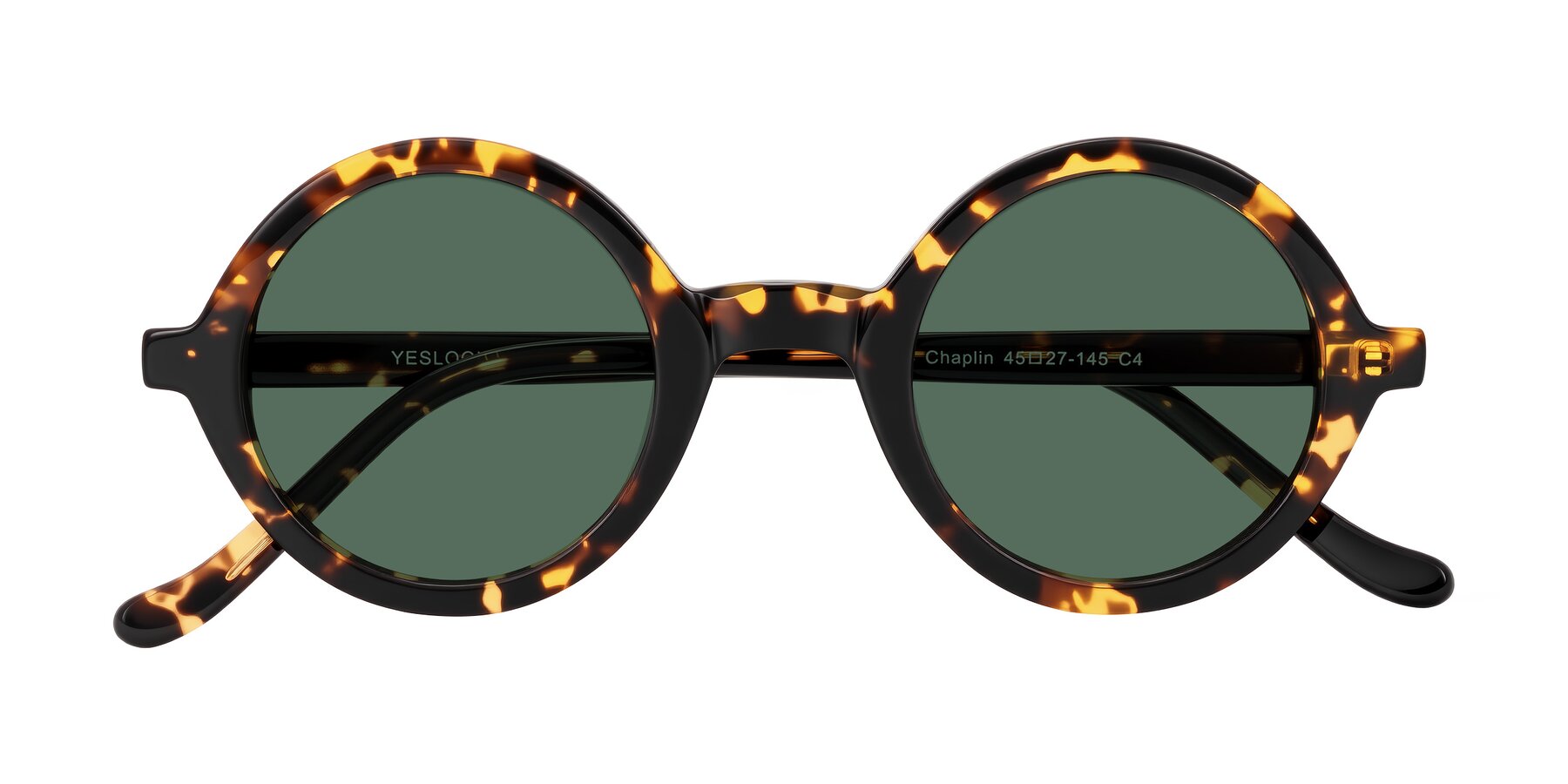 Folded Front of Chaplin in Dark Tortoise with Green Polarized Lenses