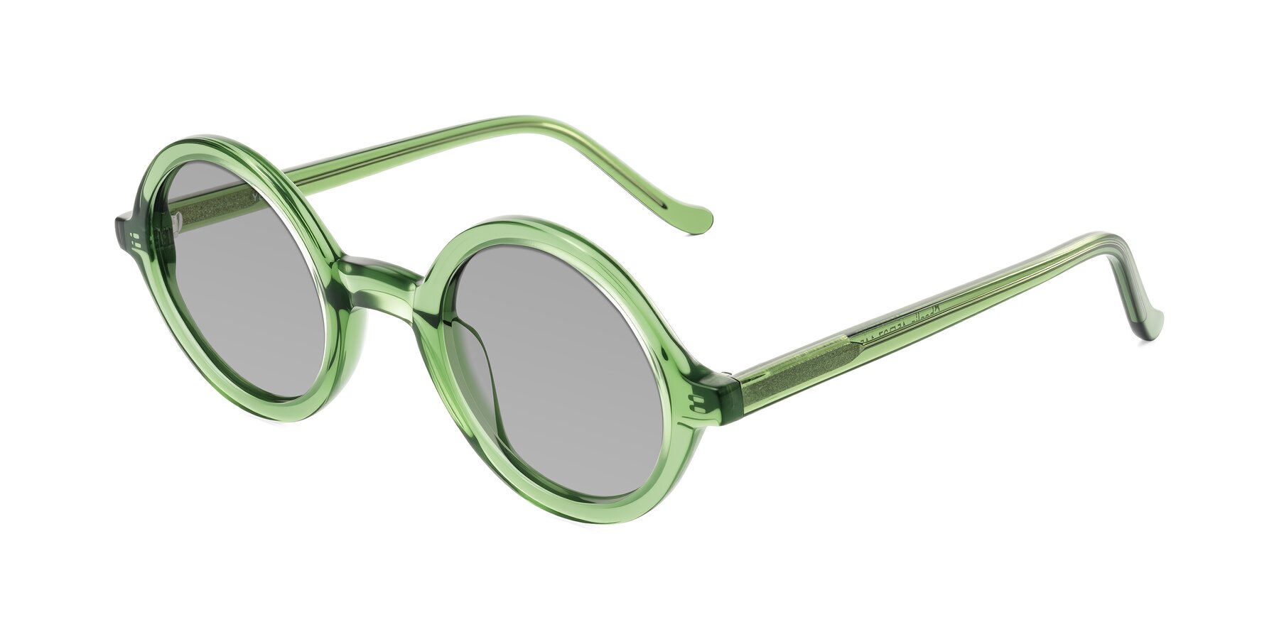 Angle of Chaplin in Green with Light Gray Tinted Lenses