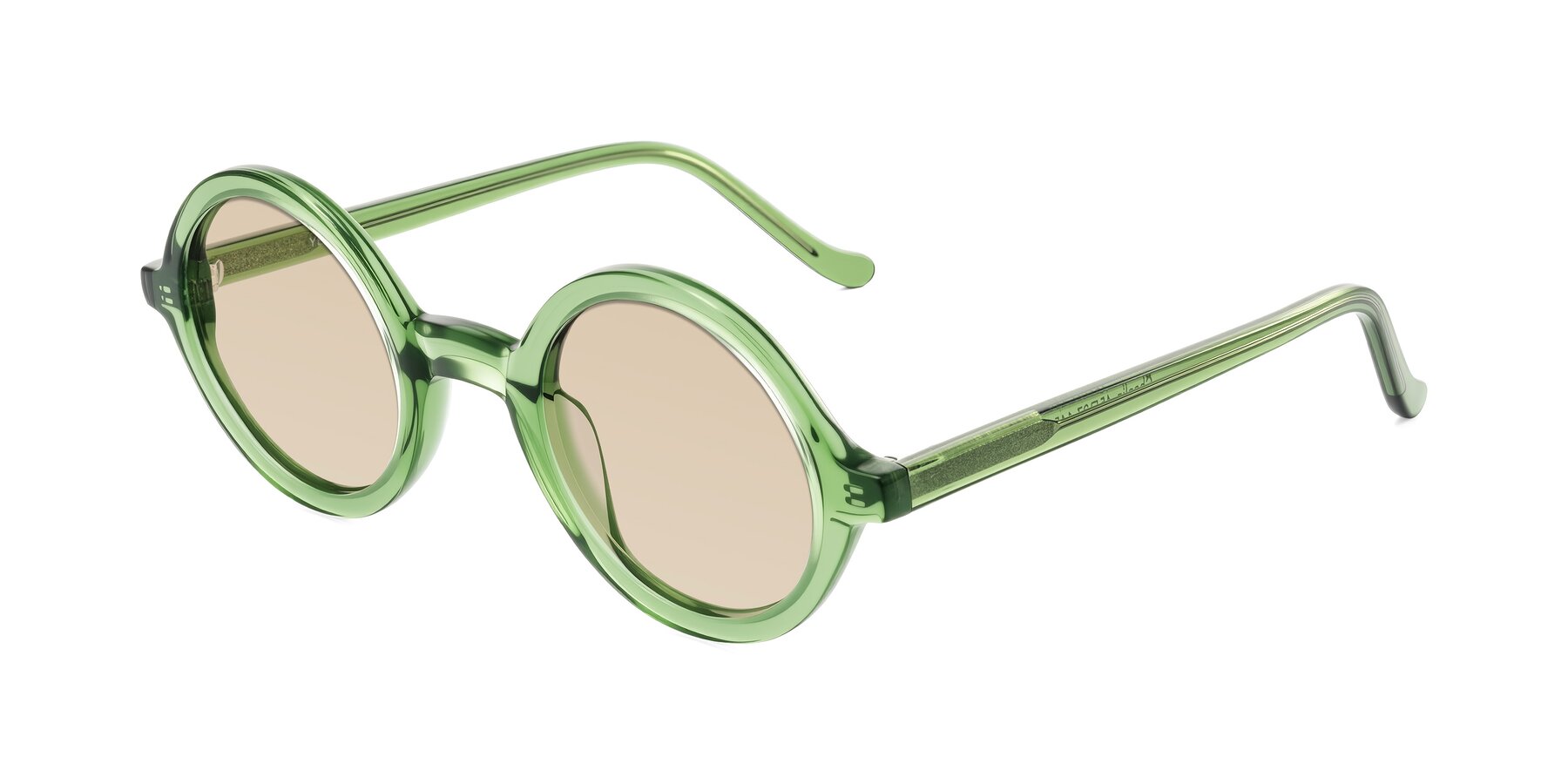 Angle of Chaplin in Green with Light Brown Tinted Lenses
