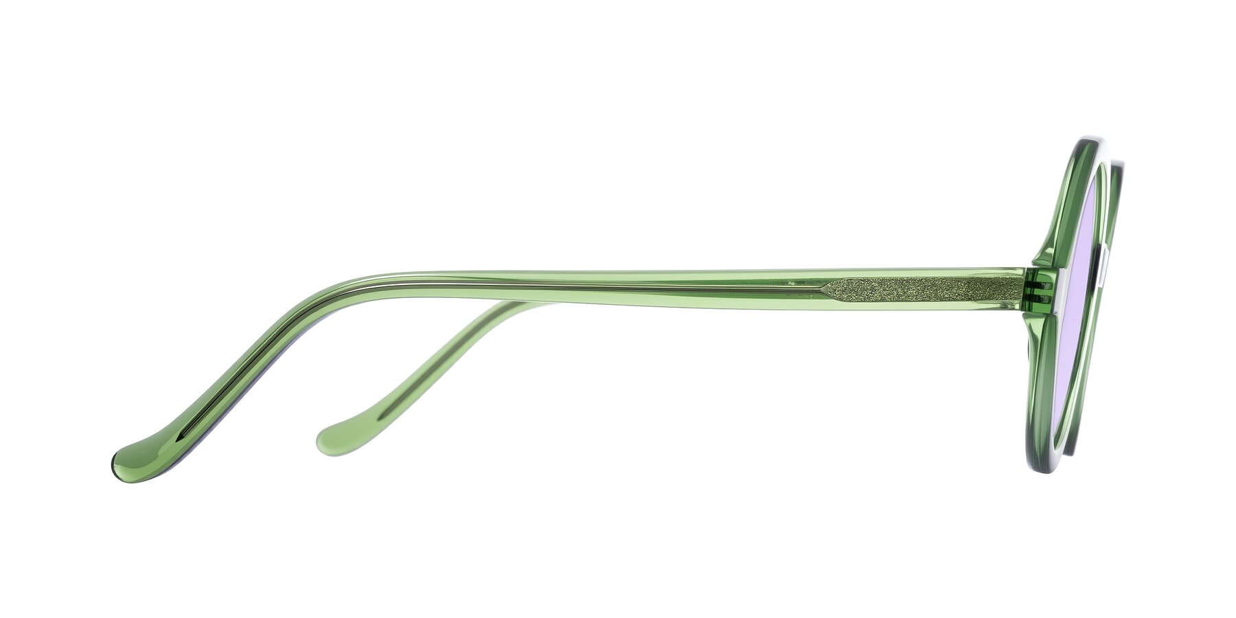 Side of Chaplin in Green with Light Purple Tinted Lenses