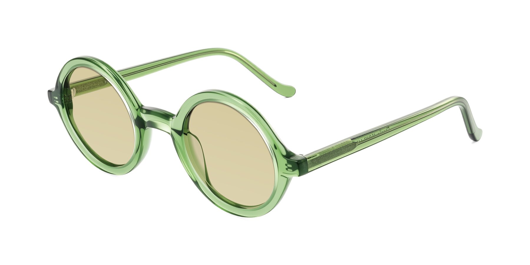 Angle of Chaplin in Green with Light Champagne Tinted Lenses