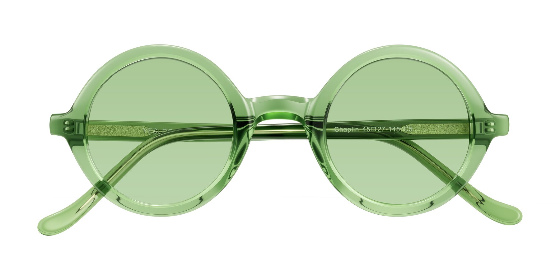 Folded Front of Chaplin in Green with Medium Green Tinted Lenses