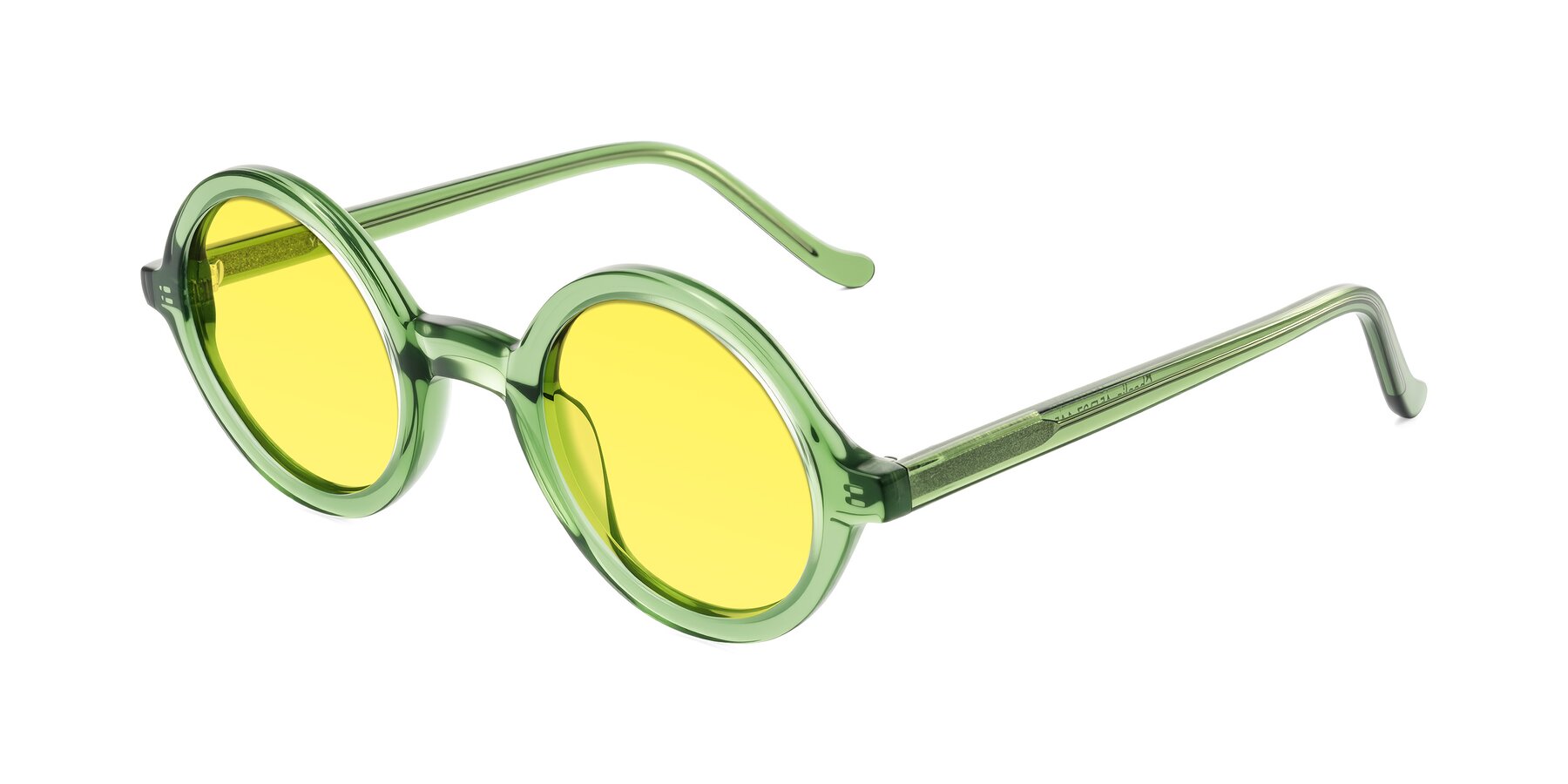 Angle of Chaplin in Green with Medium Yellow Tinted Lenses