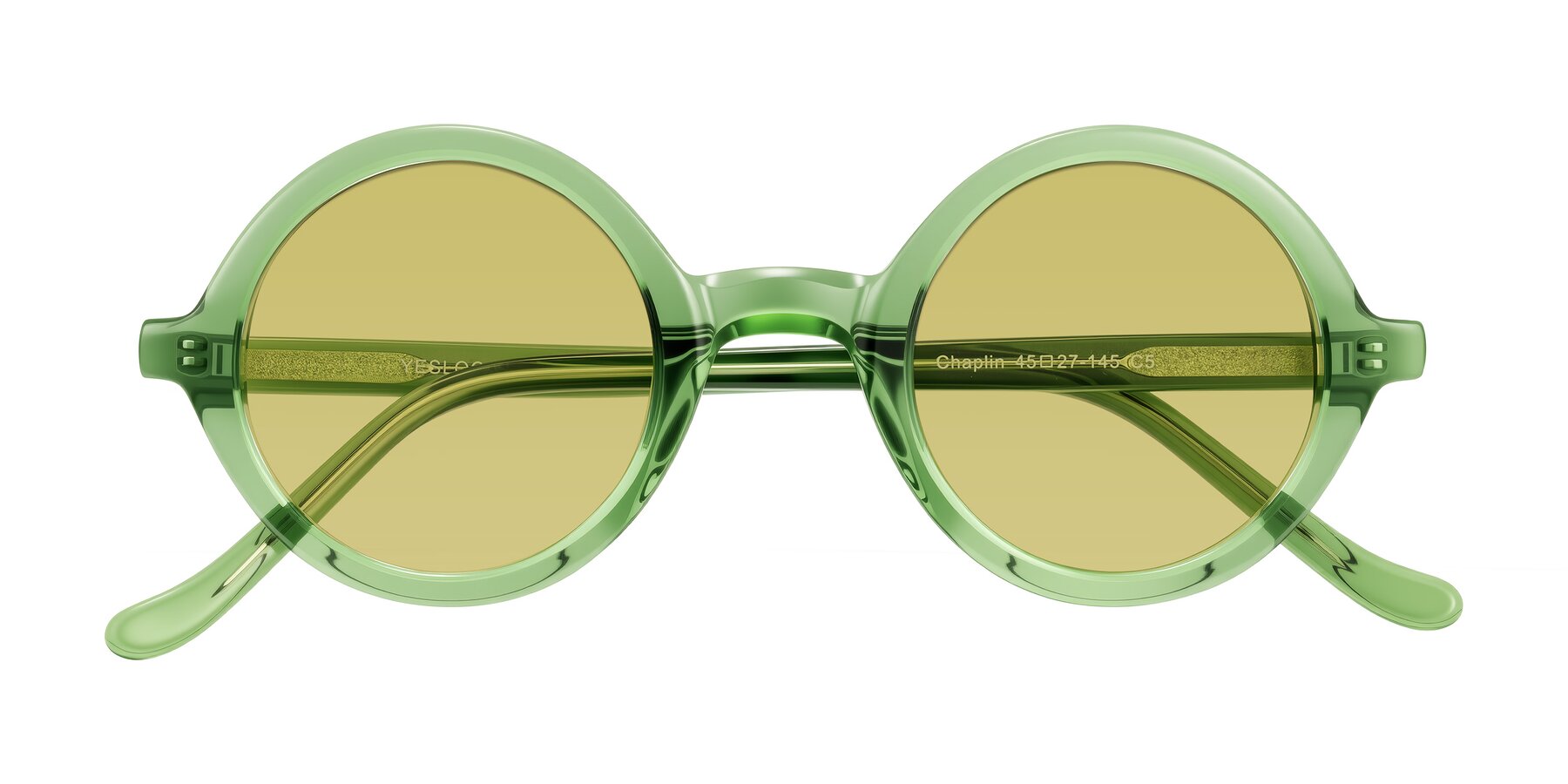 Folded Front of Chaplin in Green with Medium Champagne Tinted Lenses
