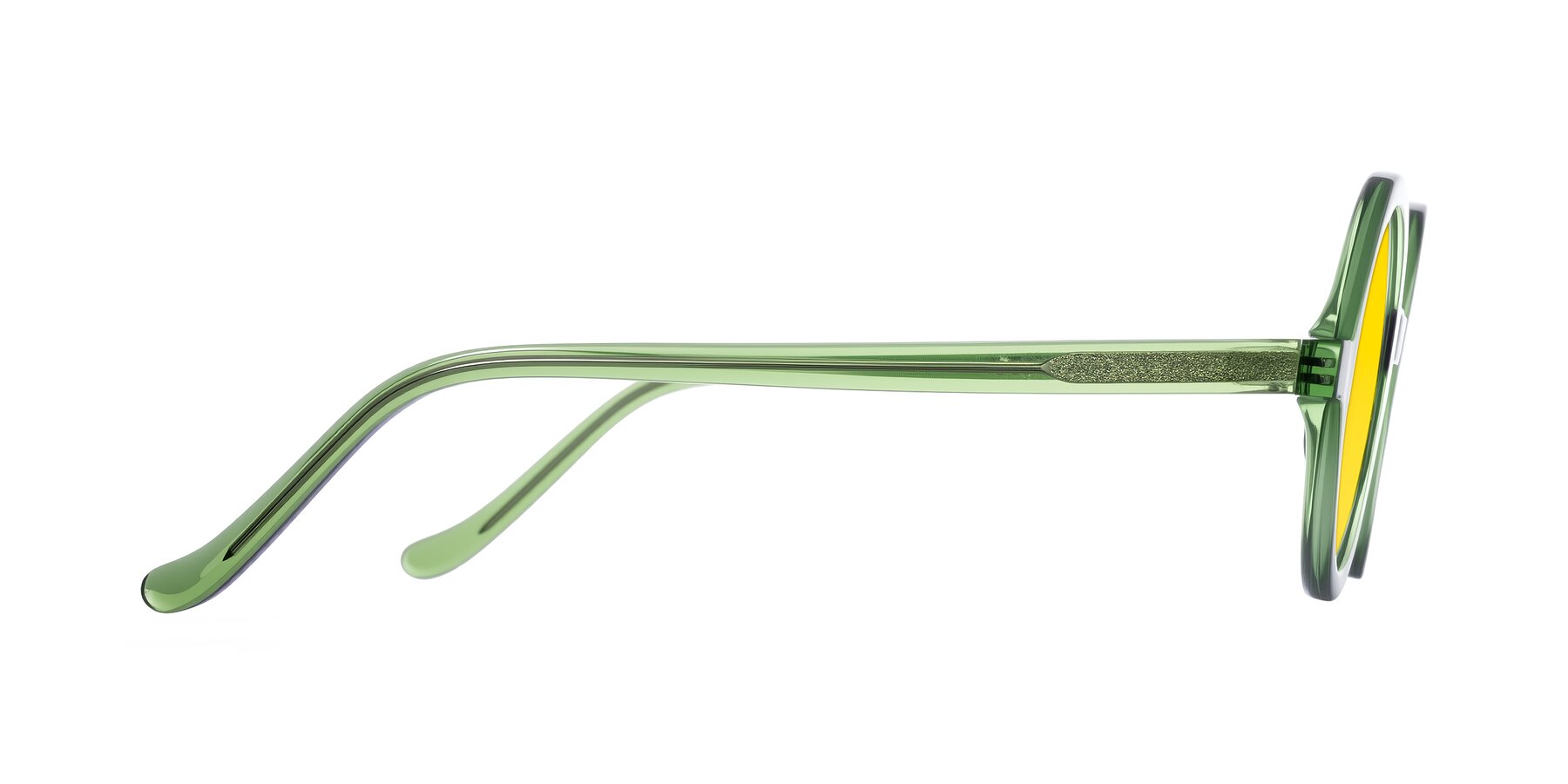 Side of Chaplin in Green with Yellow Tinted Lenses