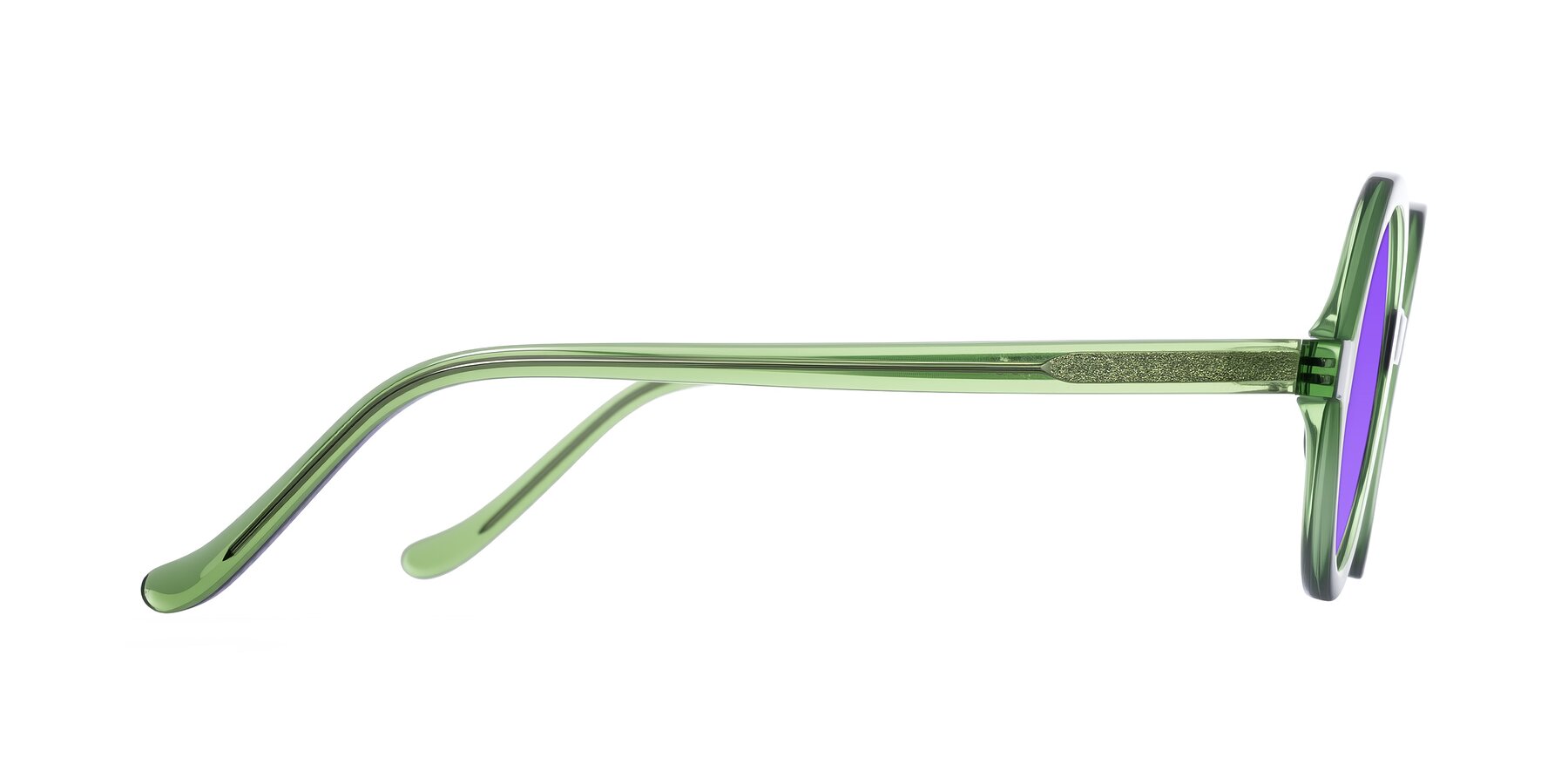 Side of Chaplin in Green with Purple Tinted Lenses