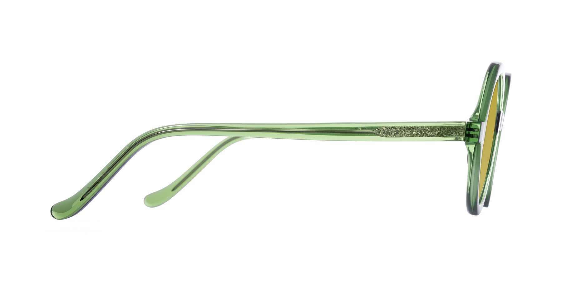 Side of Chaplin in Green with Champagne Tinted Lenses