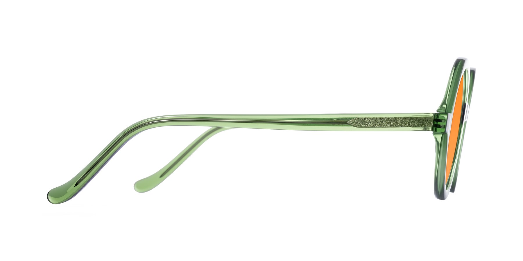 Side of Chaplin in Green with Orange Tinted Lenses