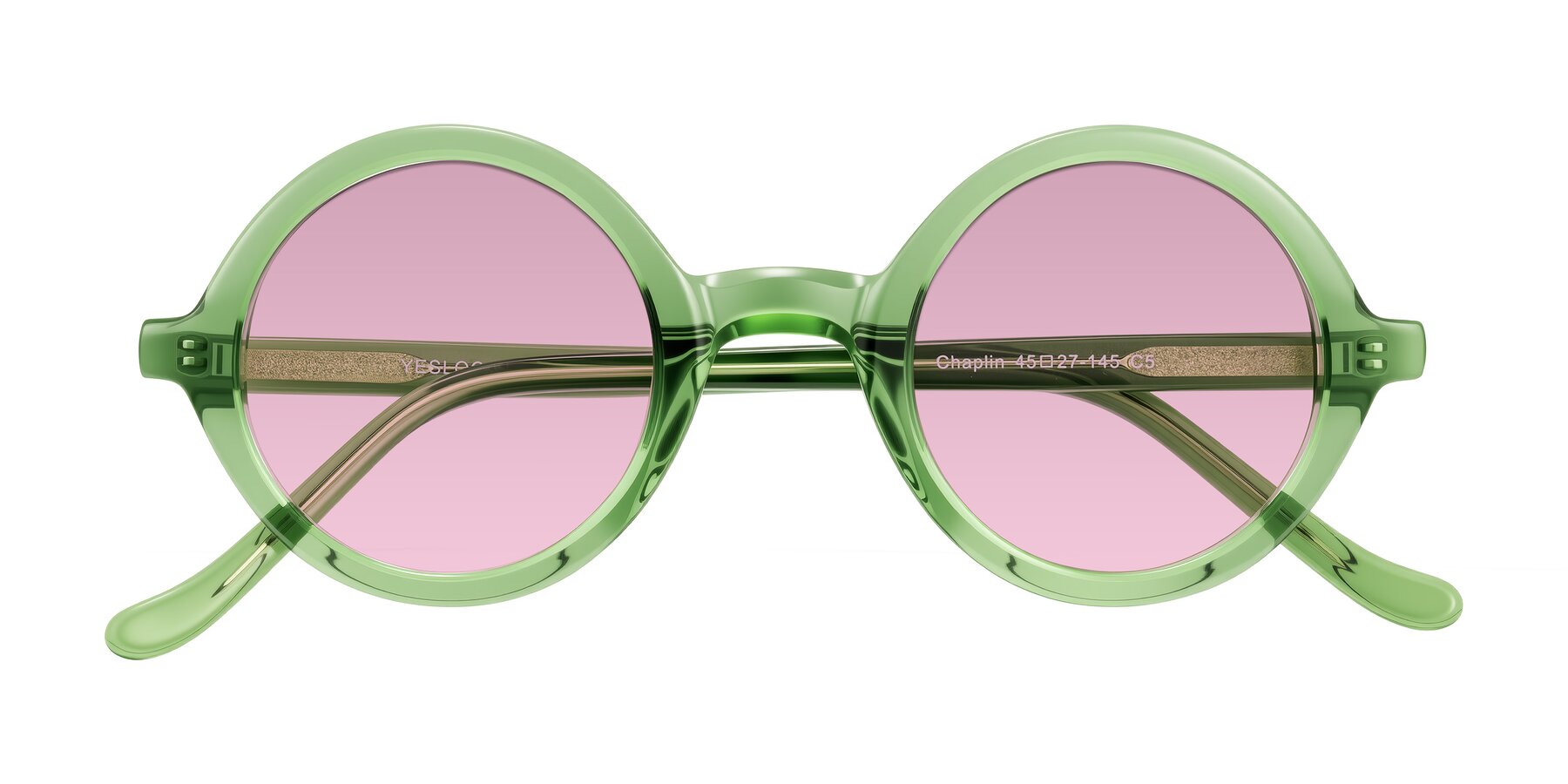 Folded Front of Chaplin in Green with Light Wine Tinted Lenses
