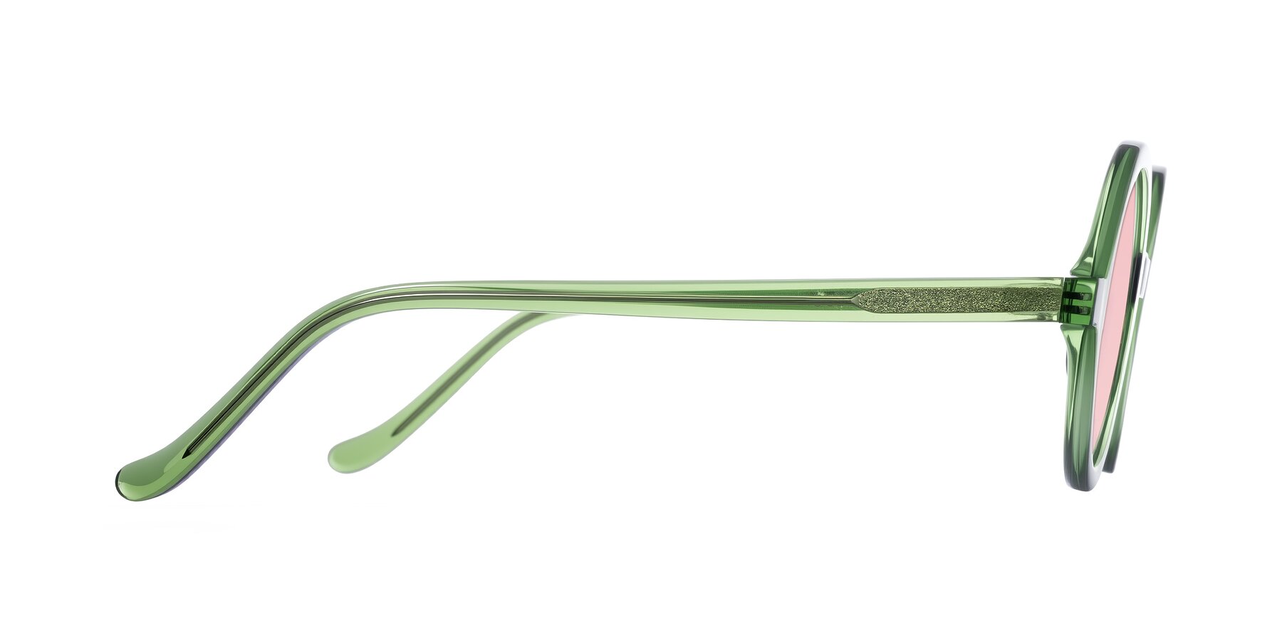 Side of Chaplin in Green with Light Garnet Tinted Lenses