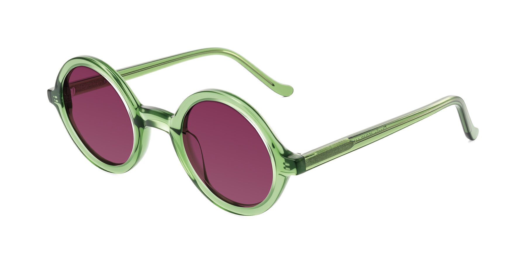 Angle of Chaplin in Green with Wine Tinted Lenses