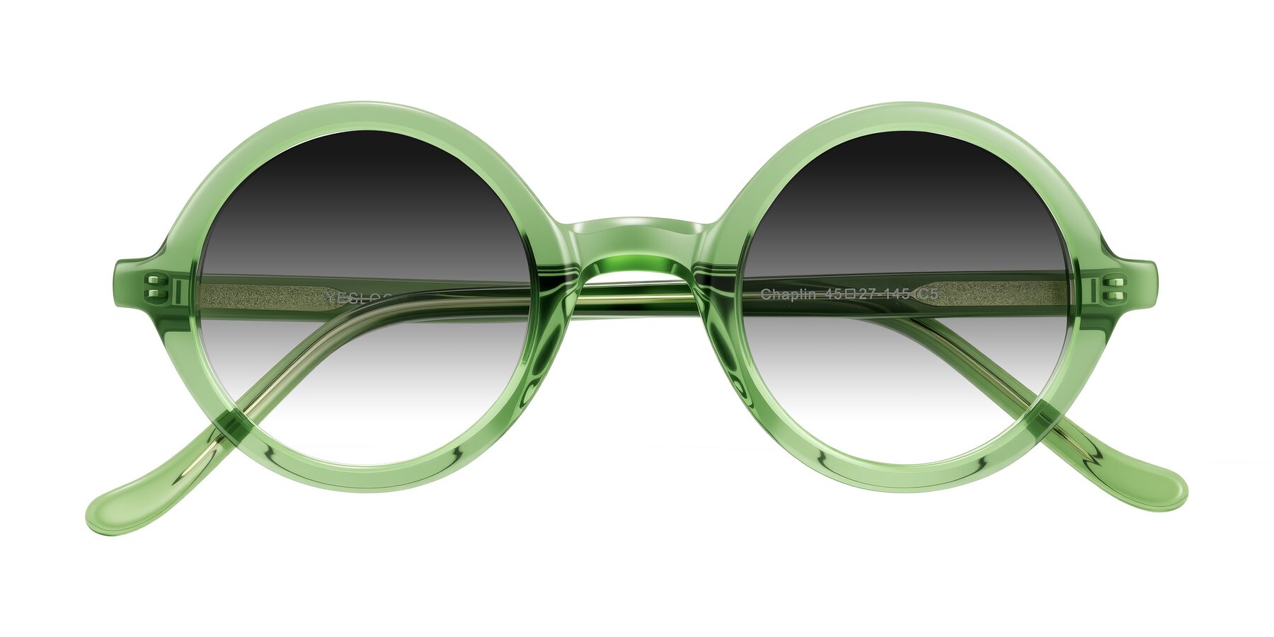 Folded Front of Chaplin in Green with Gray Gradient Lenses