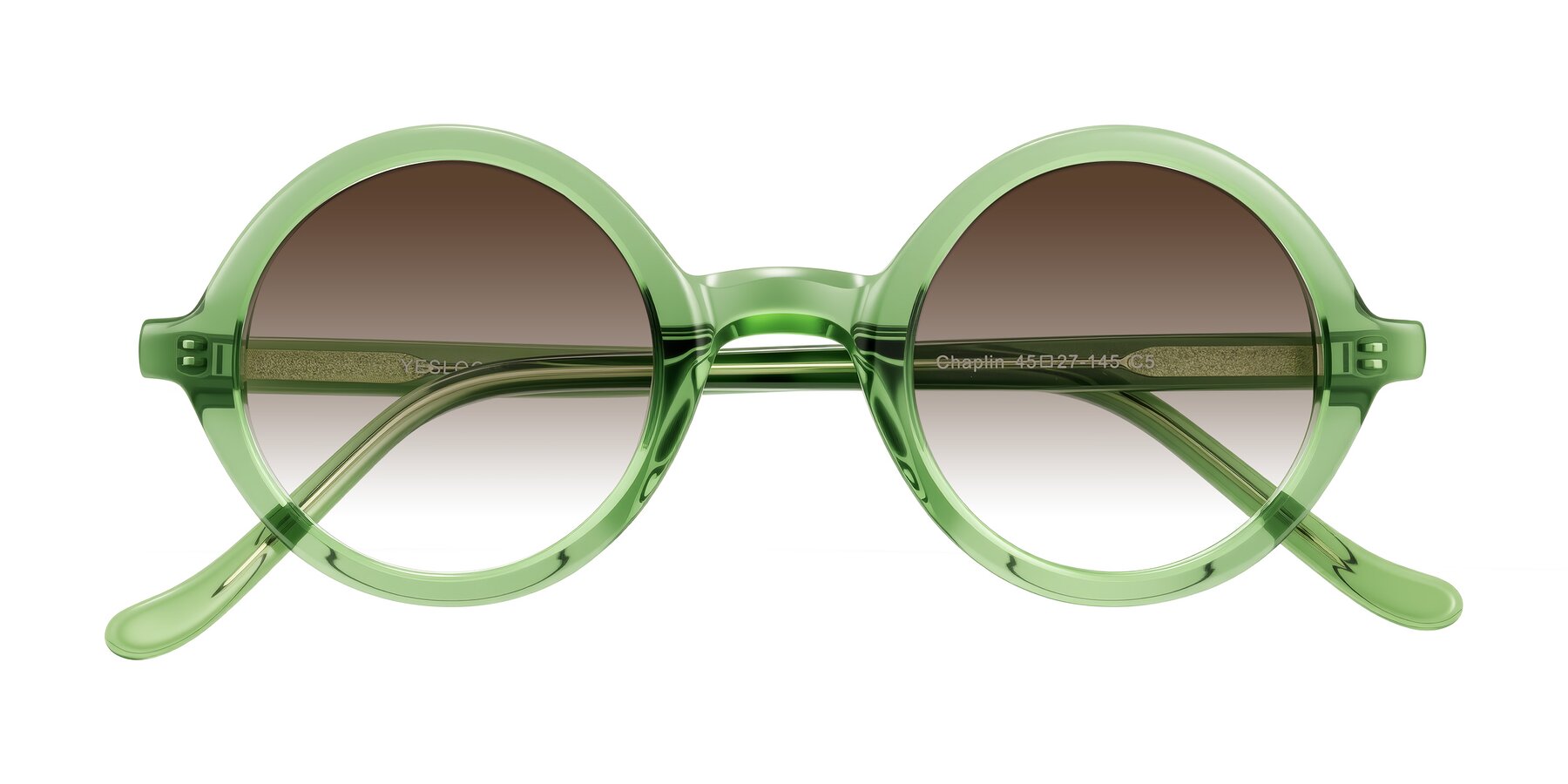 Folded Front of Chaplin in Green with Brown Gradient Lenses