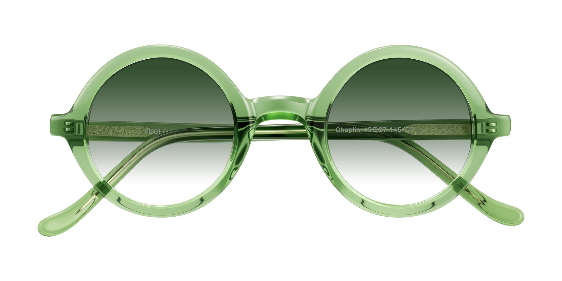 Folded Front of Chaplin in Green with Green Gradient Lenses