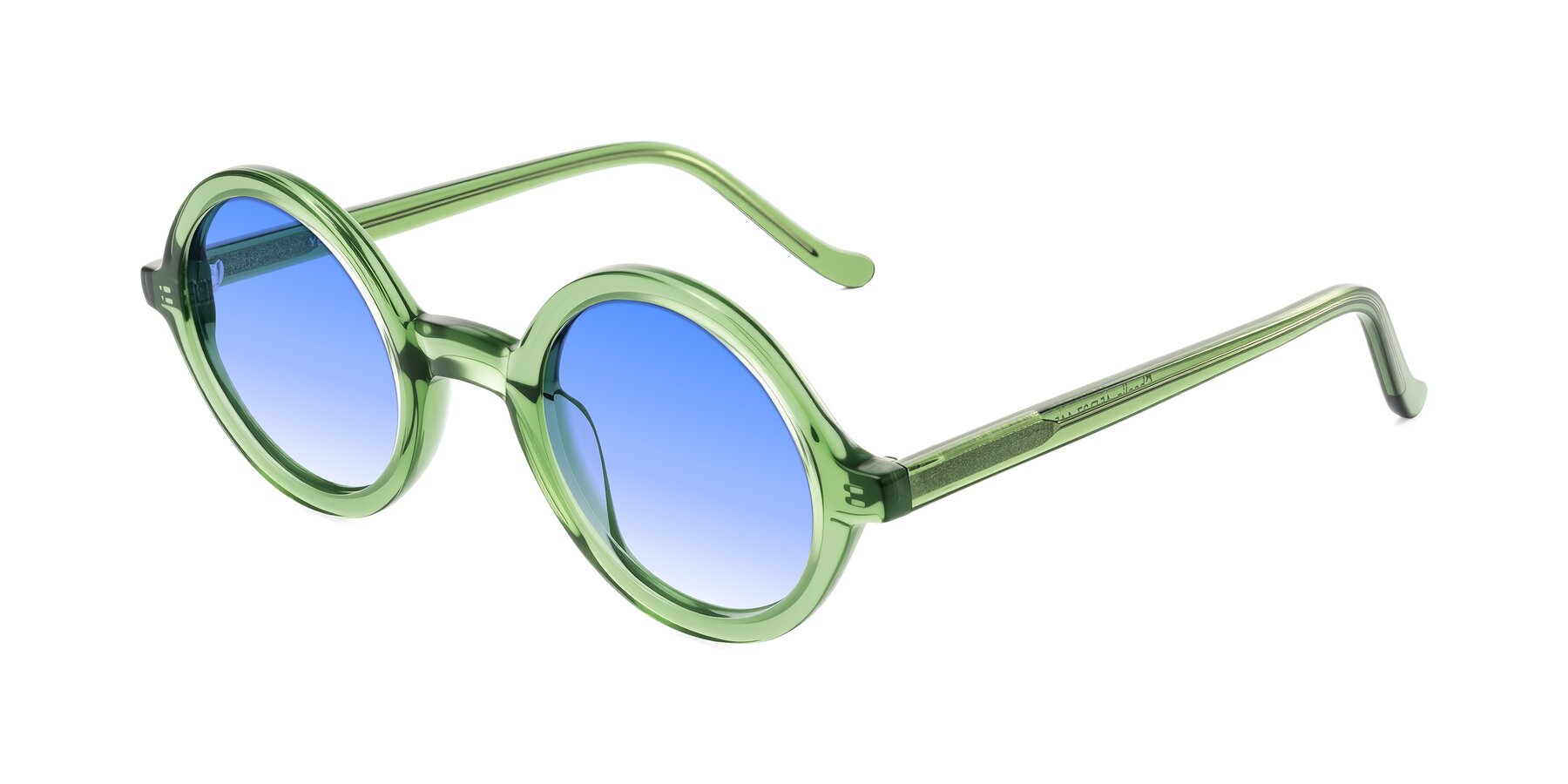 Angle of Chaplin in Green with Blue Gradient Lenses
