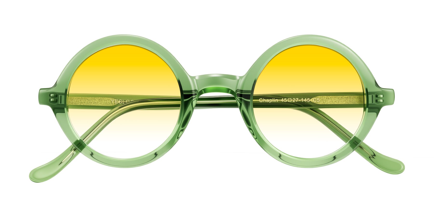 Folded Front of Chaplin in Green with Yellow Gradient Lenses