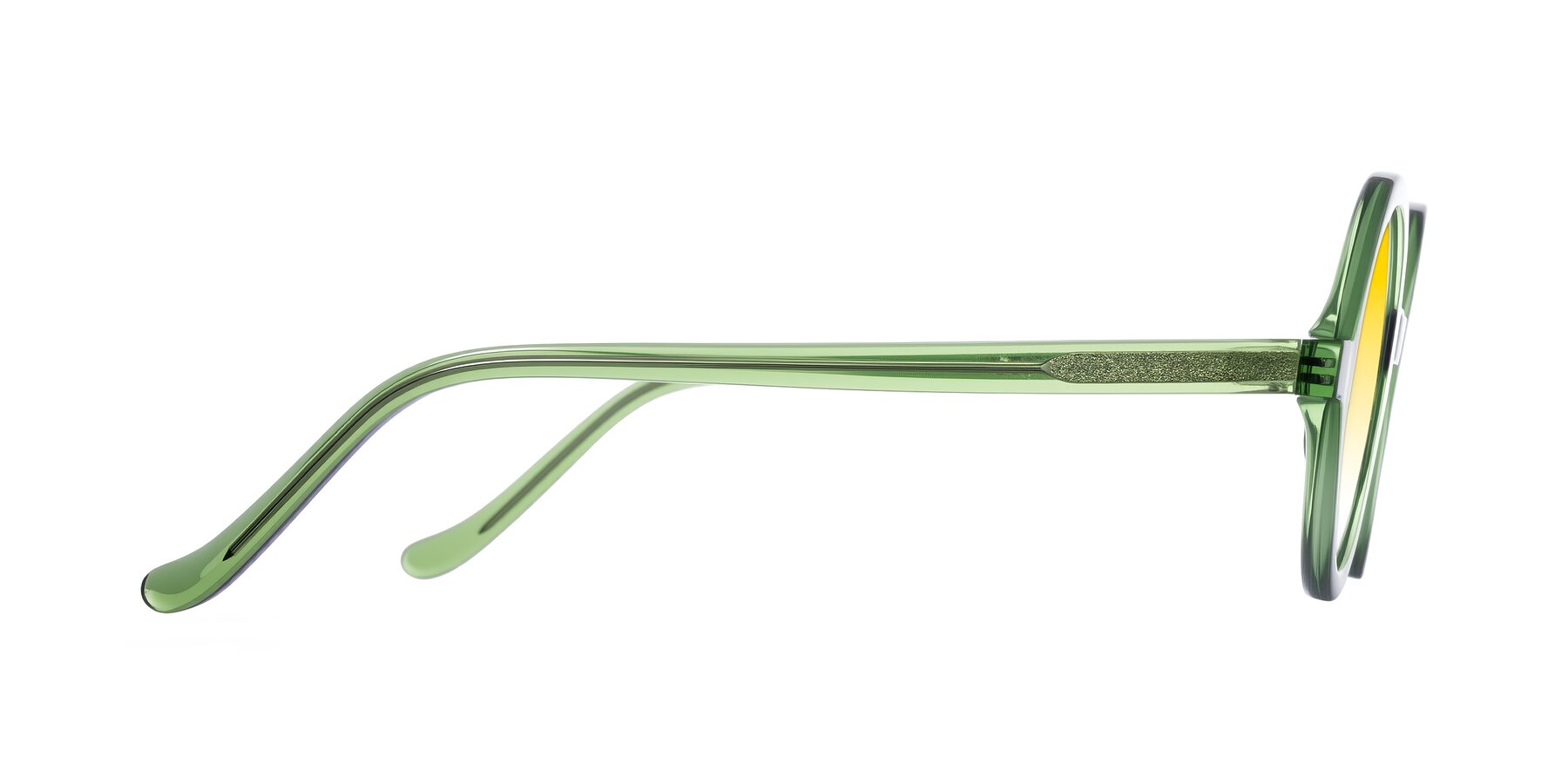 Side of Chaplin in Green with Yellow Gradient Lenses